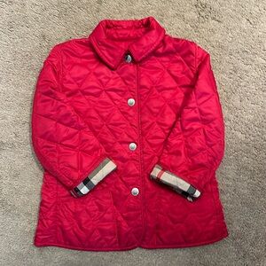 Girls Burberry Quilted Jacket in Raspberry Size 4Y